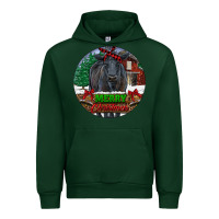 Forest Green Black Angus Cattle Merry Christmas Urban Hoodie - RanaPortraitStore