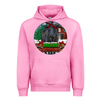 Fuchsia Pink Black Angus Cattle Merry Christmas Urban Hoodie - RanaPortraitStore