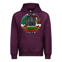 Mauve Wine Black Angus Cattle Merry Christmas Urban Hoodie - RanaPortraitStore