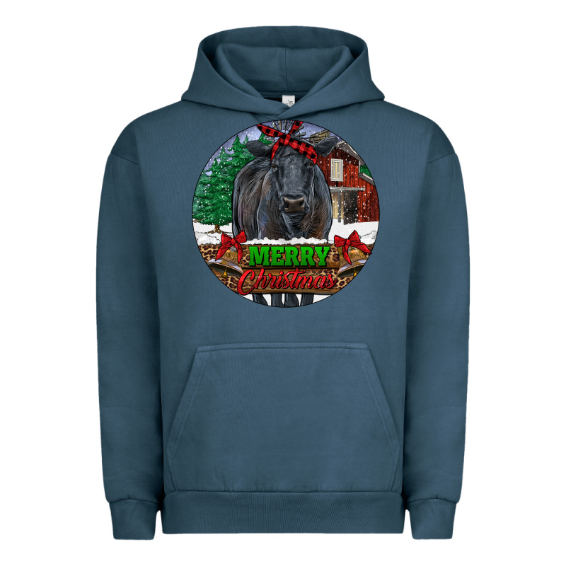 Black Angus Cattle Merry Christmas Urban Hoodie by RanaPortraitStore | Teevron