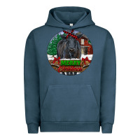Pigment Midnight Navy Black Angus Cattle Merry Christmas Urban Hoodie - RanaPortraitStore