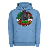 Pigment Pebble Blue Black Angus Cattle Merry Christmas Urban Hoodie - RanaPortraitStore