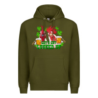 Army Green st. patrick's day roosters let's get lucked up Premium Hoodie - RanaPortraitStore