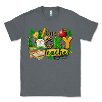 Charcoal Heather one lucky teacher Classic Tee - FaDigitalArtStudio