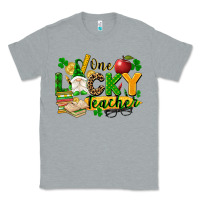 Heather Grey one lucky teacher Classic Tee - FaDigitalArtStudio