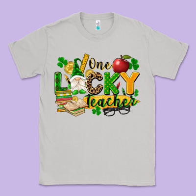 One Lucky Teacher Classic Tee Designed By Fadigitalartstudio