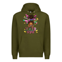 Army Green hair stylist afro messy bun Premium Hoodie - texasbilliewilder