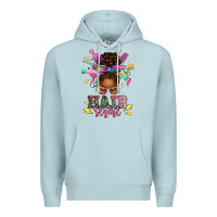 Blue Mist hair stylist afro messy bun Premium Hoodie - texasbilliewilder