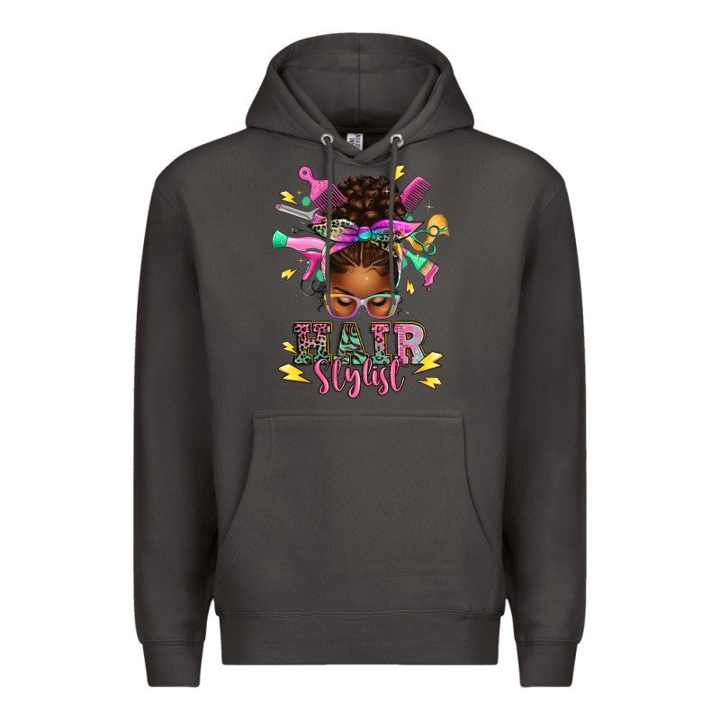 Hair Stylist Afro Messy Bun Premium Hoodie by texasbilliewilder | Teevron