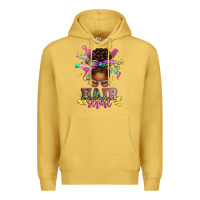 Antique Gold hair stylist afro messy bun Premium Hoodie - texasbilliewilder