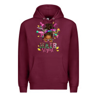 Burgundy hair stylist afro messy bun Premium Hoodie - texasbilliewilder