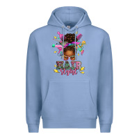 Colony Blue hair stylist afro messy bun Premium Hoodie - texasbilliewilder