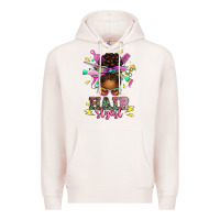 Pale Pink hair stylist afro messy bun Premium Hoodie - texasbilliewilder