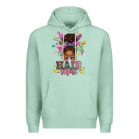 Seafoam hair stylist afro messy bun Premium Hoodie - texasbilliewilder