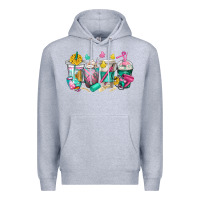 Heather Grey hairstylist coffee cups Premium Hoodie - texasbilliewilder