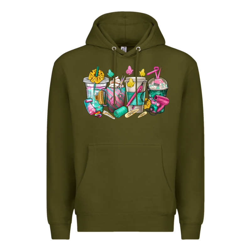 Hairstylist Coffee Cups Premium Hoodie by texasbilliewilder | Teevron