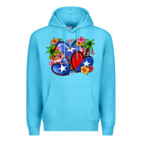 Ocean Blue puerto rico hearts Premium Hoodie - Zillion Design Studio