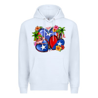 White puerto rico hearts Premium Hoodie - Zillion Design Studio