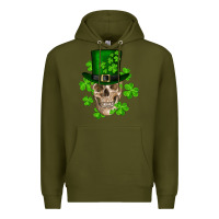 Army Green st. patrick's day skull Premium Hoodie - RanaPortraitStore