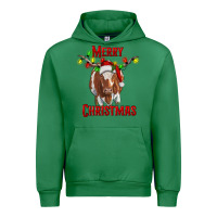 Emerald Merry Christmas Longhorn Cow Urban Hoodie - RanaPortraitStore