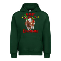 Forest Green Merry Christmas Longhorn Cow Urban Hoodie - RanaPortraitStore