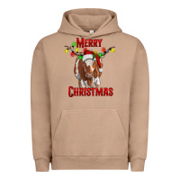 Pigment Burro Merry Christmas Longhorn Cow Urban Hoodie - RanaPortraitStore