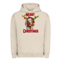 Pigment French Oak Merry Christmas Longhorn Cow Urban Hoodie - RanaPortraitStore