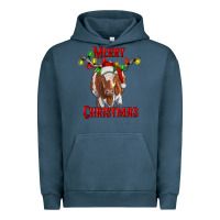 Pigment Midnight Navy Merry Christmas Longhorn Cow Urban Hoodie - RanaPortraitStore