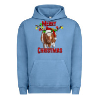 Pigment Pebble Blue Merry Christmas Longhorn Cow Urban Hoodie - RanaPortraitStore