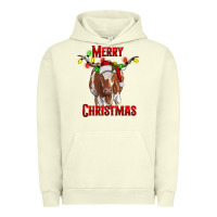 Pigment Pistachio Merry Christmas Longhorn Cow Urban Hoodie - RanaPortraitStore