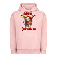 Pigment Salmon Merry Christmas Longhorn Cow Urban Hoodie - RanaPortraitStore