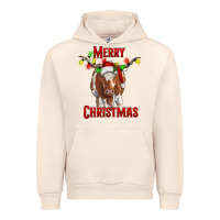Sandshell Merry Christmas Longhorn Cow Urban Hoodie - RanaPortraitStore