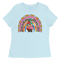 Baby Blue teacher gnome rainbow Ladies Tee - Artiststas