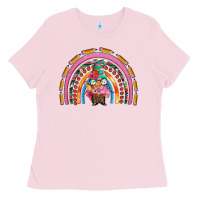 Bubblegum Pink teacher gnome rainbow Ladies Tee - Artiststas