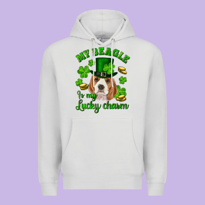 St.patrick's Day My Beagle Is My Lucky Charm Premium Hoodie Designed By Ranaportraitstore