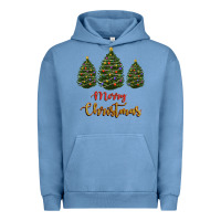 Pigment Pebble Blue merry christmas trees Urban Hoodie - RanaPortraitStore