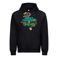 Black Merry Christmas Texas Map Urban Hoodie - RanaPortraitStore
