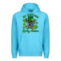 Ocean Blue st.patrick's day my french bulldog is my lucky charm Premium Hoodie - RanaPortraitStore