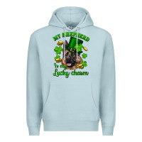 Blue Mist st.patrick's day my shepherd is my lucky charm Premium Hoodie - RanaPortraitStore