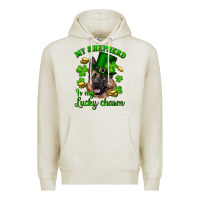 Oatmeal Heather st.patrick's day my shepherd is my lucky charm Premium Hoodie - RanaPortraitStore