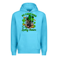 Ocean Blue st.patrick's day my shepherd is my lucky charm Premium Hoodie - RanaPortraitStore