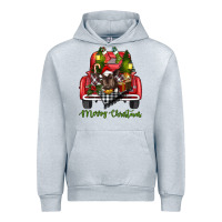Heather Grey Merry Christmas Farm Truck With Baby Cow Urban Hoodie - RanaPortraitStore