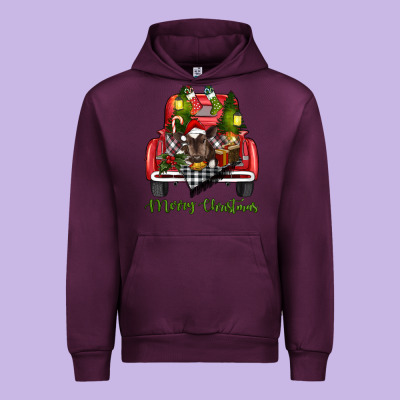 Urban Hoodie Merry Christmas Farm Truck With Baby Cow