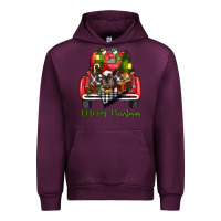 Mauve Wine Merry Christmas Farm Truck With Baby Cow Urban Hoodie - RanaPortraitStore