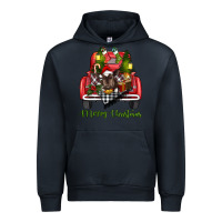 Navy Merry Christmas Farm Truck With Baby Cow Urban Hoodie - RanaPortraitStore