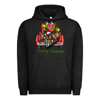 Pigment Black Merry Christmas Farm Truck With Baby Cow Urban Hoodie - RanaPortraitStore