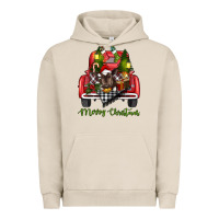 Pigment French Oak Merry Christmas Farm Truck With Baby Cow Urban Hoodie - RanaPortraitStore