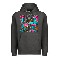 Charcoal Heather im not bossy i have leadership skills Premium Hoodie - texasbilliewilder