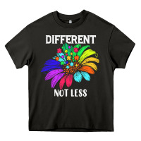 Asphalt Different Not Less Daisy Autism Puzzle Heavy Core Tee - CowhideDigitalArt