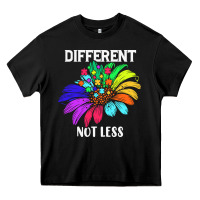 Black Different Not Less Daisy Autism Puzzle Heavy Core Tee - CowhideDigitalArt